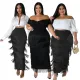 Fashionable high waisted patchwork tassel party sexy pencil skirt