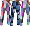 Fashionable digital printed colorful plaid sexy casual pants