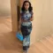 Fashion Open Umbilical T-shirt Hip Half Skirt Bottom Casual Set
