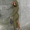 Fashion hooded solid color tight fitting dress