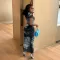 Fashion Open Umbilical T-shirt Hip Half Skirt Bottom Casual Set