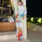 Fashion Printed Slim Fit Round Neck Long Sleeve Dress