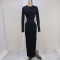 Fashionable round neck long sleeved finger sleeve dress