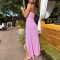 Fashionable floral sexy open back waist split strap dress
