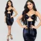 Sexy suspender wrap buttocks PU leather dress
