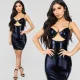 Sexy suspender wrap buttocks PU leather dress