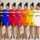 Fashionable solid color long sleeved round neck mesh short dress