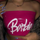 Fashionable PU leather printed one line collar sexy wrap chest vest