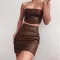 Sexy bra wrap buttocks short skirt PU short skirt set