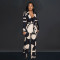 Fashion Printed Strap Suit Long Sleeve Pants Two Piece Set
