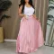 Fashionable oversized mid high waist pleated skirt