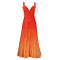 Fashion Large Deep V-Neck High Waist Gradient Pleated Long Dress