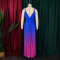 Fashion Large Deep V-Neck High Waist Gradient Pleated Long Dress