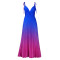 Fashion Large Deep V-Neck High Waist Gradient Pleated Long Dress