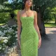 Sexy Slim Fit Open Back Strap Fragmented Flower Dress