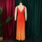 Fashion Large Deep V-Neck High Waist Gradient Pleated Long Dress