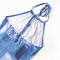 Fashion Sleeveless Neck Strap Denim Print Open Backpack Hip Dress