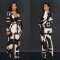 Fashion Printed Strap Suit Long Sleeve Pants Two Piece Set