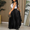 Fashionable oversized mid high waist pleated skirt