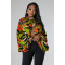 Fashion buckle printed cardigan cover up bat sleeve top