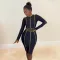 Sexy Large Hot Diamond Elastic Tight Wrap Hip Long Sleeve Dress