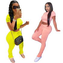 Fashion Cotton Sweat-absorbing Short Sleeve Pants Sports Set