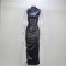 Fashionable standing collar sleeveless mid length drawstring PU leather dress