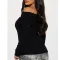 Sexy Solid Thick Button Lapel Off Shoulder Top