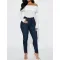 Sexy Solid Thick Button Lapel Off Shoulder Top