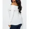Sexy Solid Thick Button Lapel Off Shoulder Top