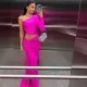 Fashionable and Sexy Oblique Shoulder Off waist Split Dress