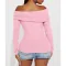 Sexy Solid Thick Button Lapel Off Shoulder Top