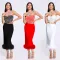 Fashion Solid Color Sexy Bra High Waist Long Dress Two Piece Set