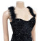 Fashionable feather sequin sleeveless short dress