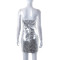 Fashionable metallic strapless waist wrap buttocks split dress