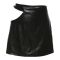Fashionable hollow out high waisted PU wrap buttocks skirt