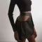 Fashionable hollow out high waisted PU wrap buttocks skirt