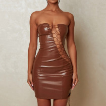 Sexy strapless waist wrap buttocks dress