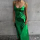 Metallic Sexy Strap A-Swing Mid length Dress