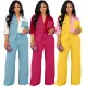 Fashion color matching pocket casual shirt set