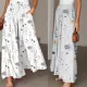 Fashionable floral print casual loose waist wide leg pants