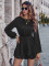 Fashionable round neck waistband knitted long sleeved jumpsuit