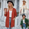 Fashion casual loose fitting mid length patchwork cardigan shirt
