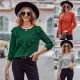 Fashion slim knit round neck ruffled top