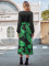 Fashionable printed patchwork V-neck waist tied long sleeved dress