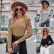 Fashion casual square neck slim fitting long sleeved knitted top