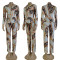Fashion Chain Printing Temperament Small Suit Two Piece Set