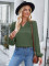 Fashion casual V-neck slim fitting solid color long sleeved top