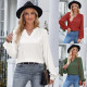 Fashion casual V-neck slim fitting solid color long sleeved top