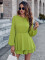 Fashionable round neck waistband knitted long sleeved jumpsuit